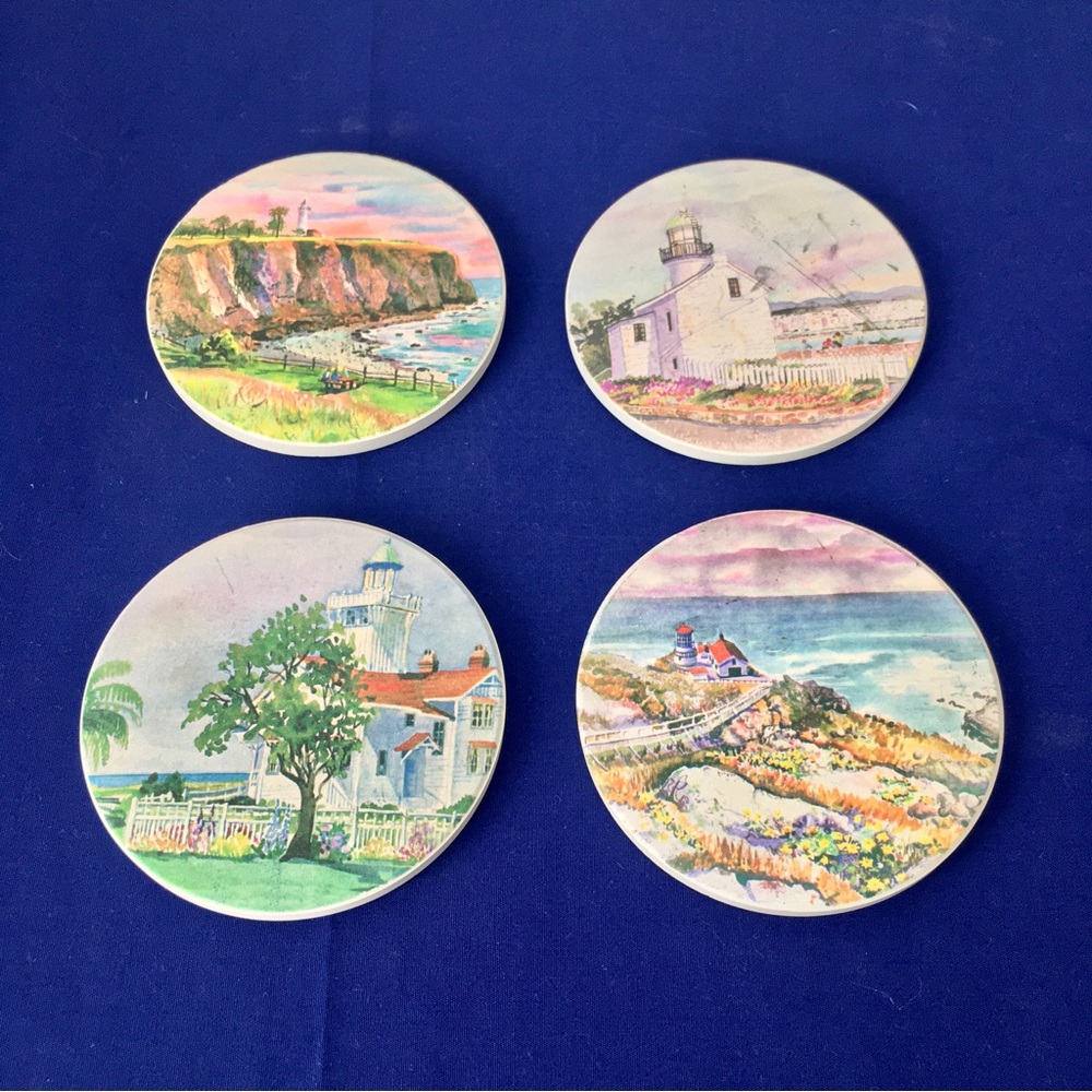 Vintage Costal Lighthouse Stone Coasters